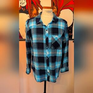 Woolrich Teal and Black Plaid Shirt